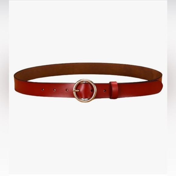 NWT Women's Genuine Leather Waist Belt Round Buckle Size XL 40”-44” Brown - Picture 5 of 9